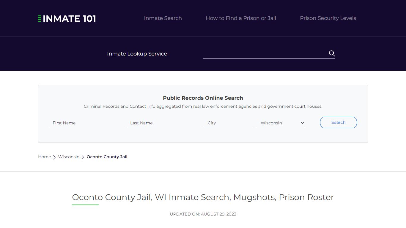 Oconto County Jail, WI Inmate Search, Mugshots, Prison Roster