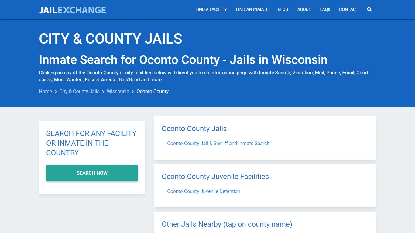 Inmate Search for Oconto County | Jails in Wisconsin - Jail Exchange